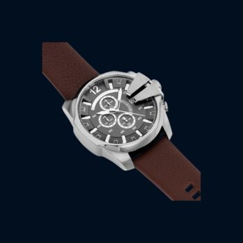 Diesel Mega Chief - Montre Diezel Homme Chronographe Cuir Marron
