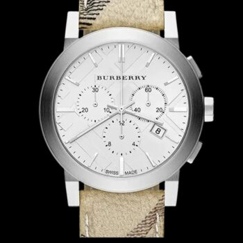 Burberry Classique - Montre Burberry Homme Chronographe Acier Cadran Argent Bracelet Tissu BURBERRY