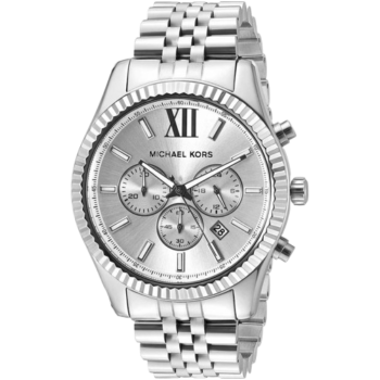Michael Kors Lexington Homme - Montre chronographe homme acier argent cadran argenté 45 mm