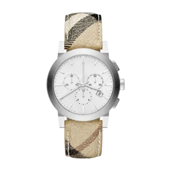Burberry Classique - Montre Burberry Homme Chronographe Acier Cadran Argent Bracelet Tissu BURBERRY