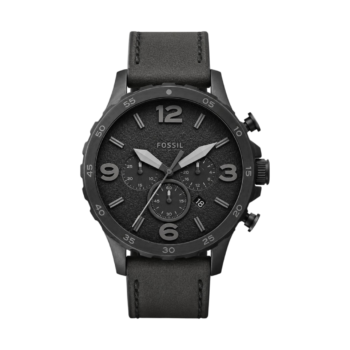 Fossil Nate Sport - Montre Fossil Homme Chronographe Acier Noir Cadran Noir Bracelet Acier