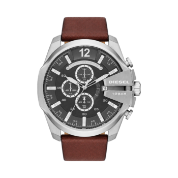 Diesel Mega Chief - Montre Diezel Homme Chronographe Cuir Marron